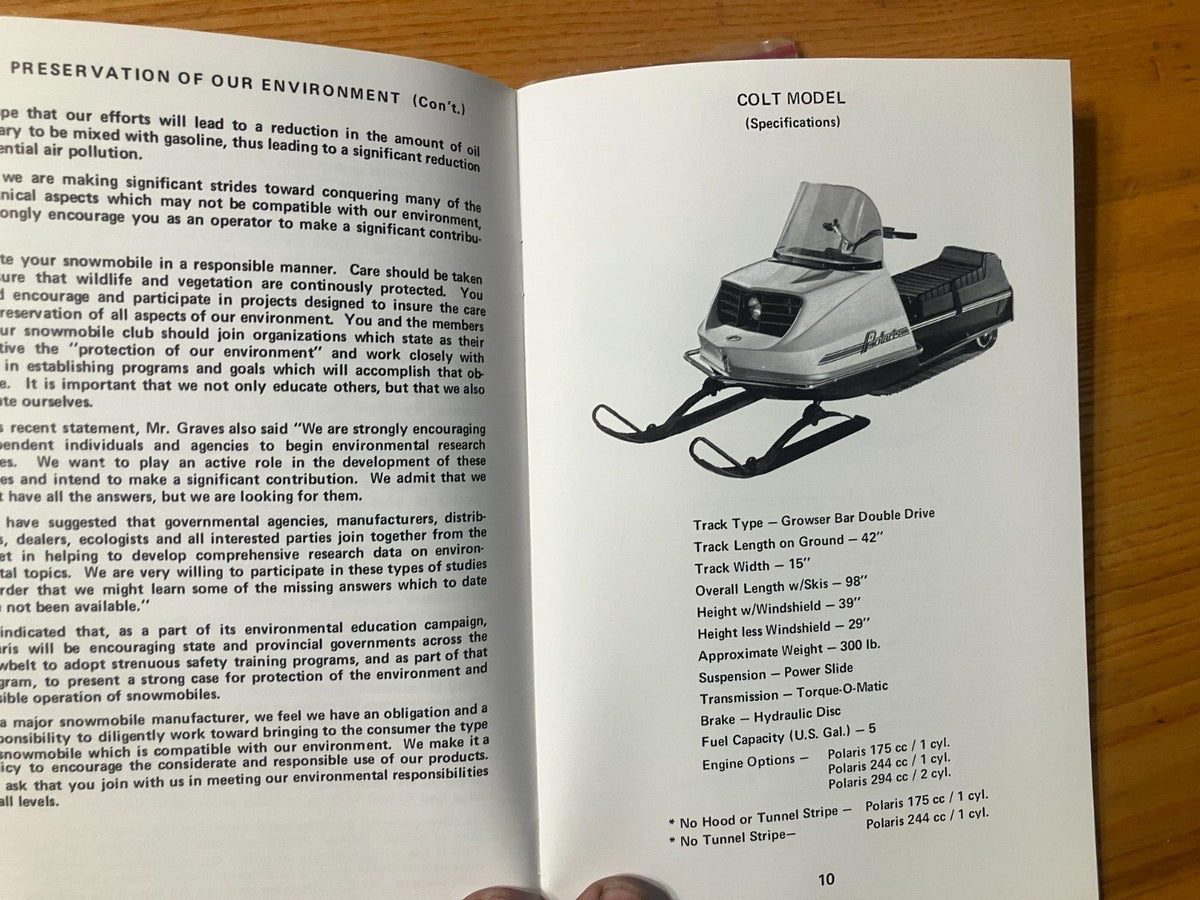 Vintage Polaris 1973 Owners Manual with Safety Brochure - ATV & Motorcycle