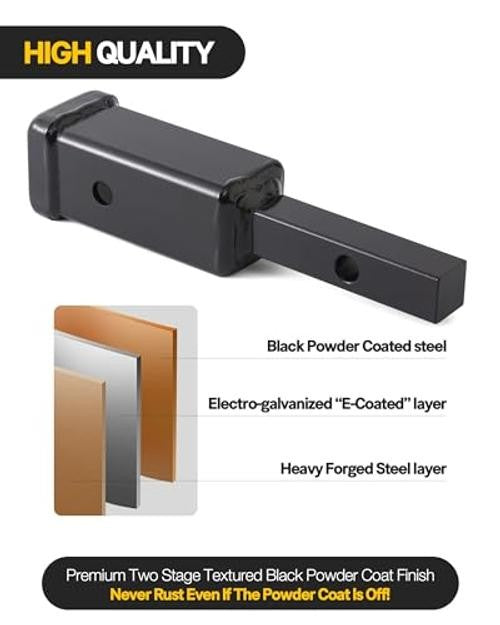 1-1/4 Inch to 2 Inch Trailer Hitch Receiver Extension - 7 Inch Length, 3500 Lbs Capacity