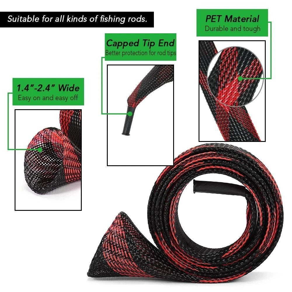 10PCS Fishing Rod Sleeve Mesh Covers - Protect Poles and Guides