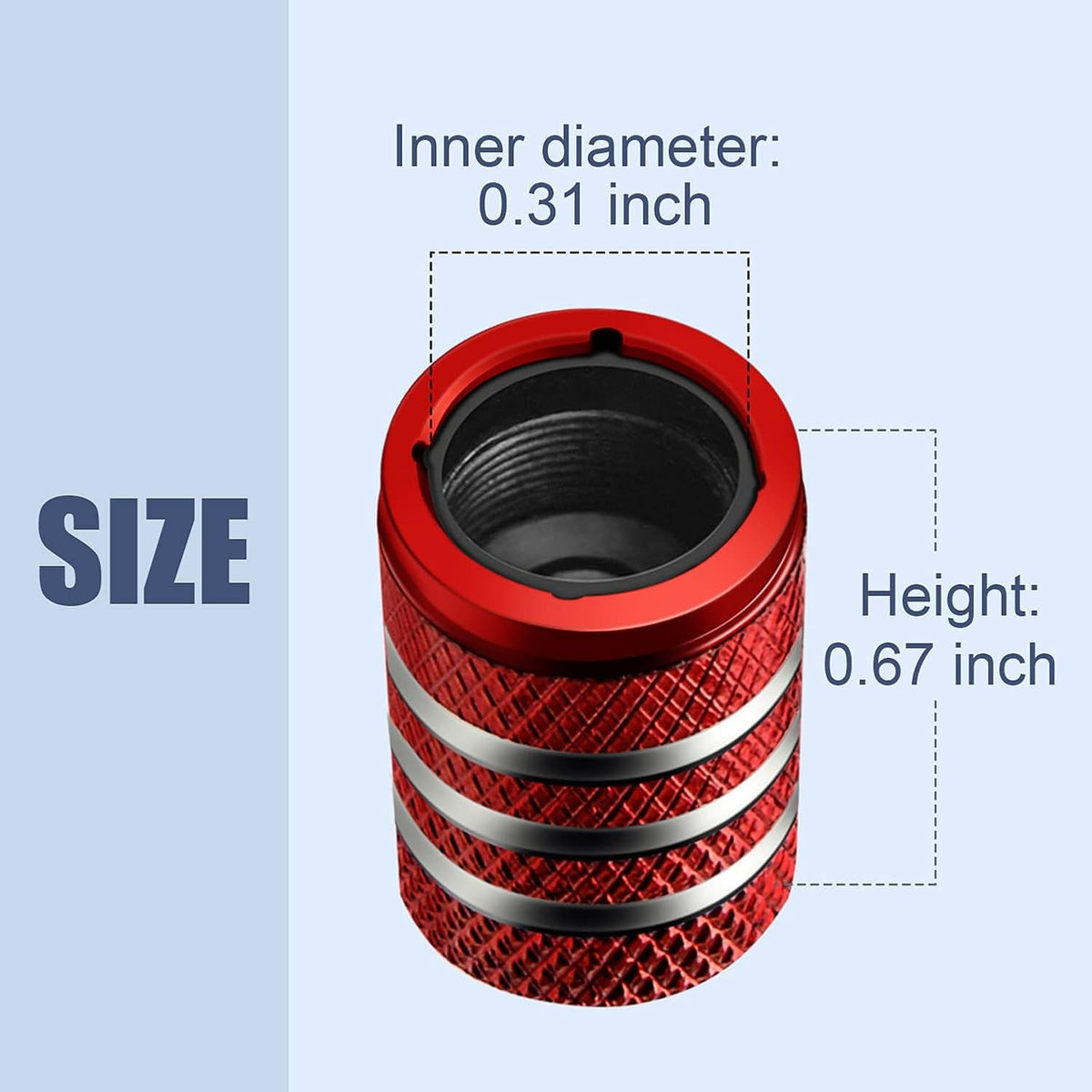 Universal Red Tire Valve Stem Caps 5 Pack - Aluminum Alloy Leak-Proof