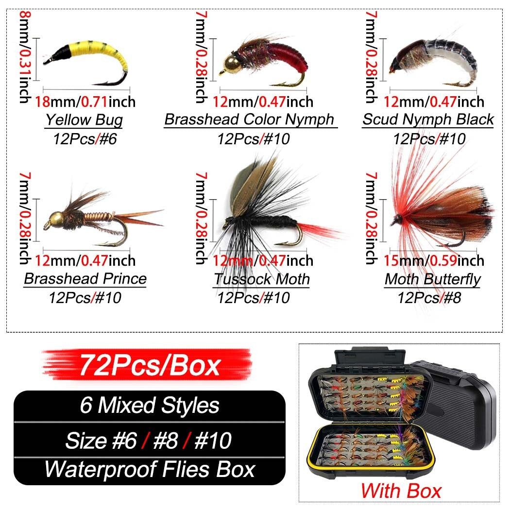 Fly Fishing Flies Collection Kit - Multiple Styles and Sizes for Trout & More