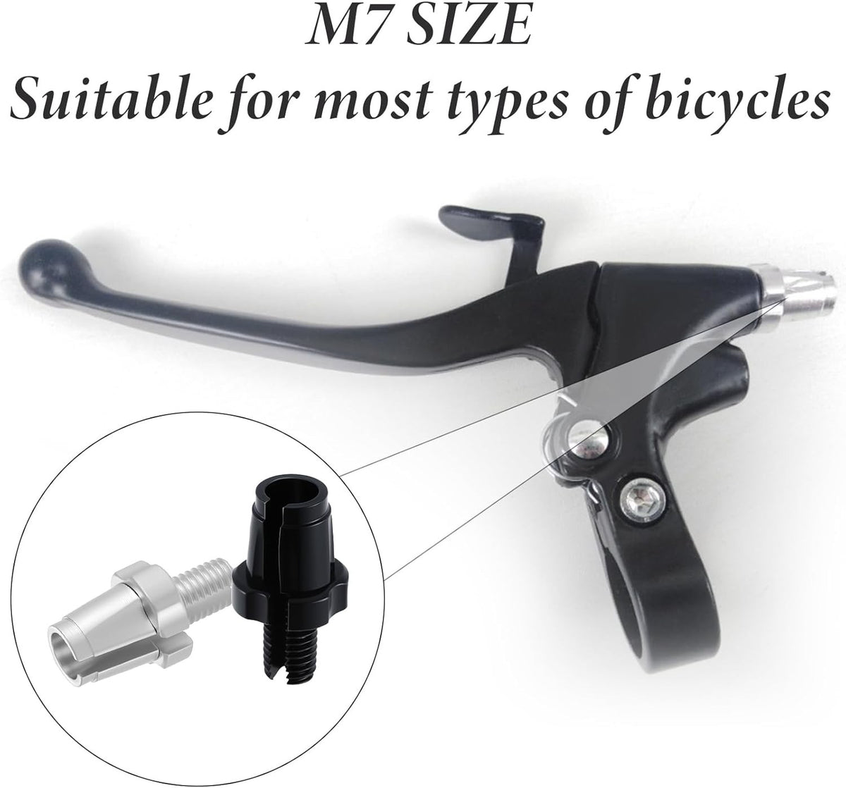 Bike Brake Lever Adjuster Screws Set - Aluminum, M7 Thread, Black & Silver