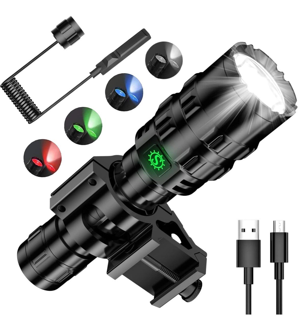 High-Output Tactical Flashlight 1600 Lumens 300m Beam IP65 Waterproof