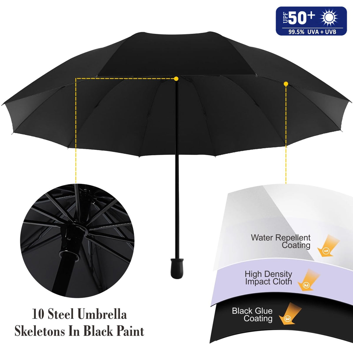 Beach Umbrella with UPF 50+ Sun Protection and Adjustable Clamp