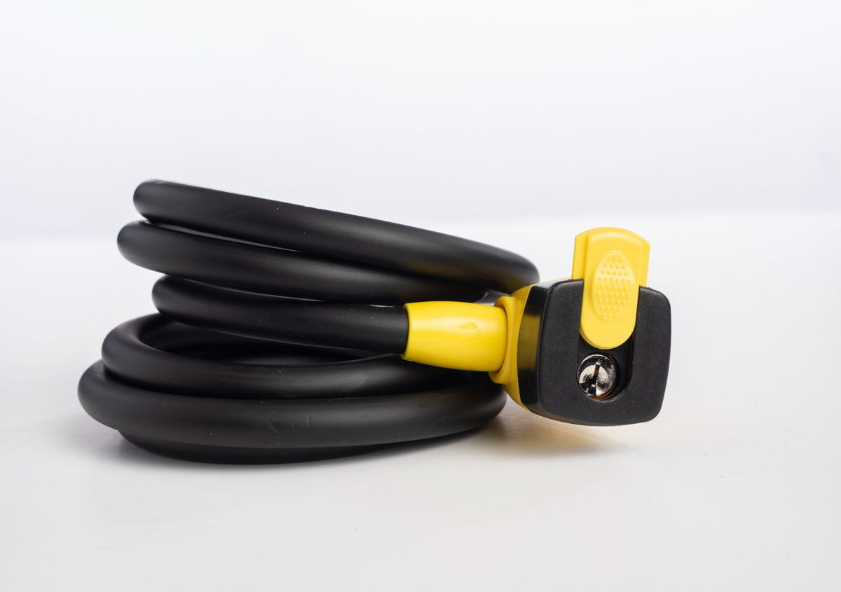 Heavy Duty Coiled Bicycle & Motorcycle Cable Lock with Bracket - 180cm