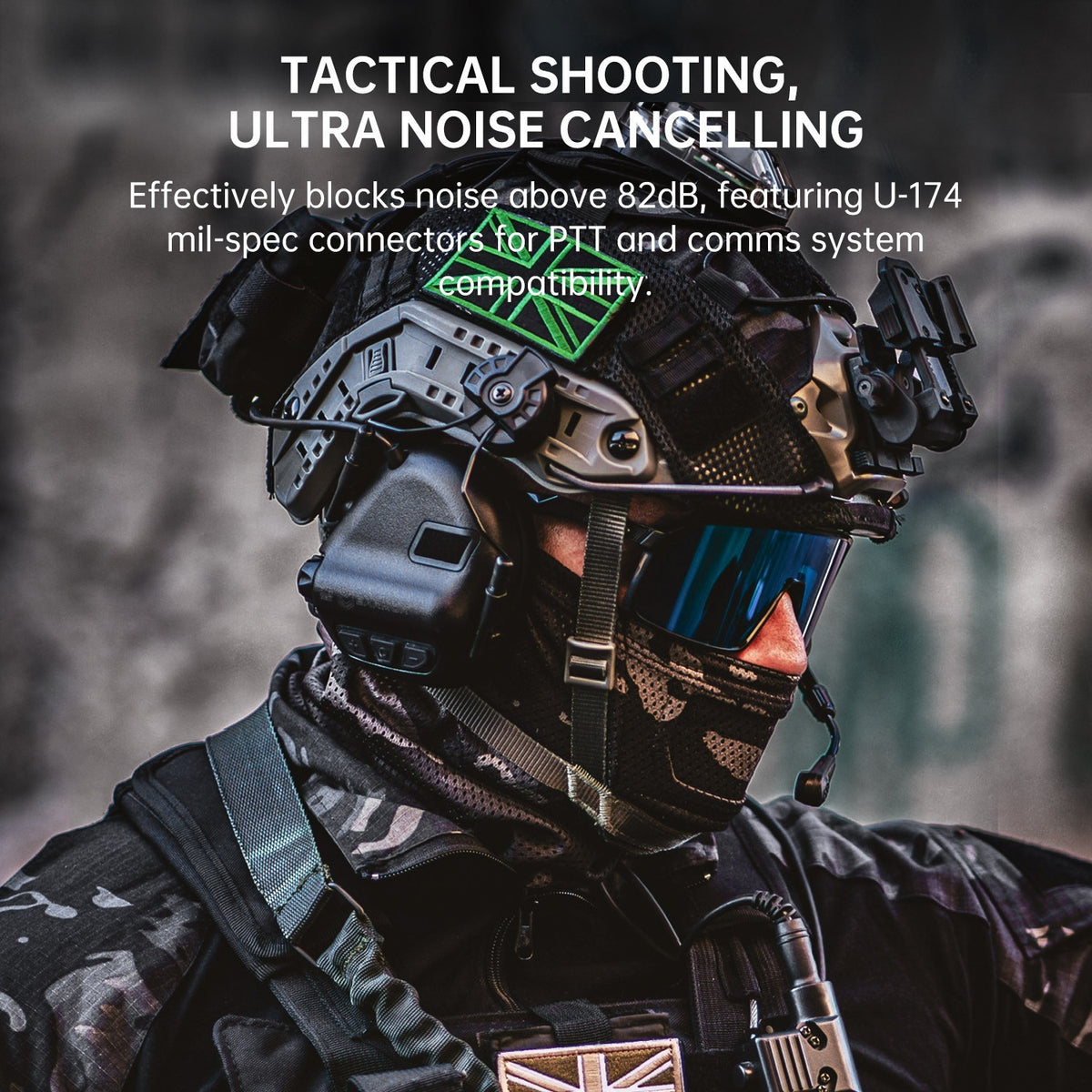 Tactical Shooting Ear Protection Headset with Microphone & U-174 Connector