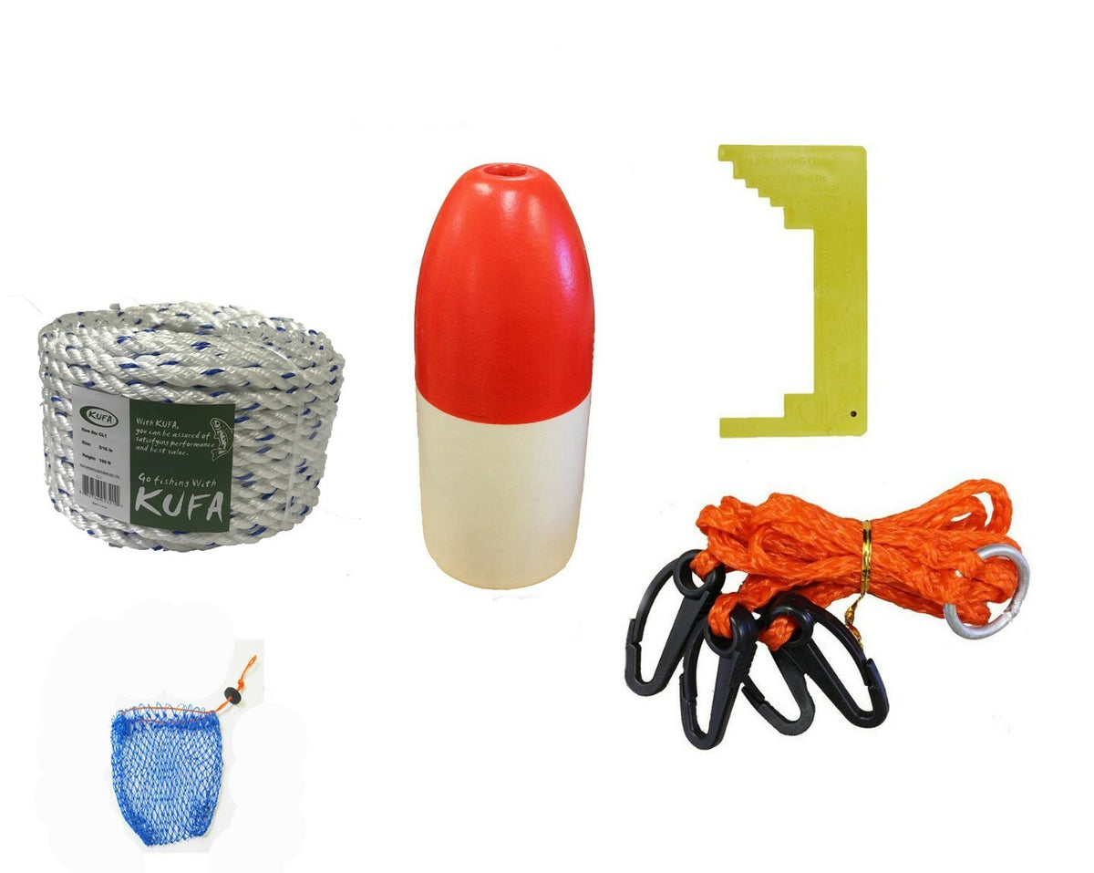 Foldable Crab Trap with Accessories Combo for Fishing - Collapsible 30x10 Inch