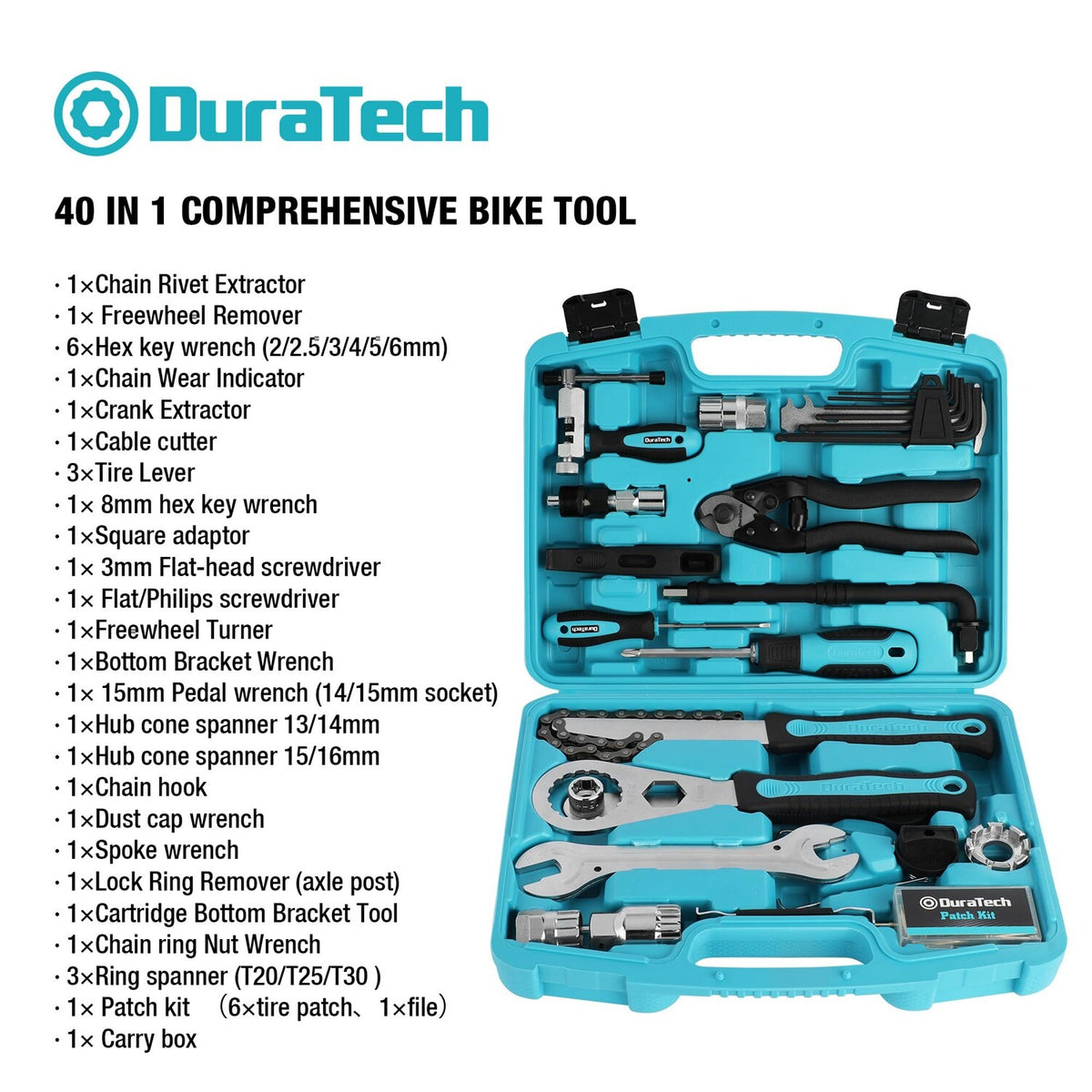 40-Piece Bike Repair Kit with Tools & Case for Bicycle Maintenance