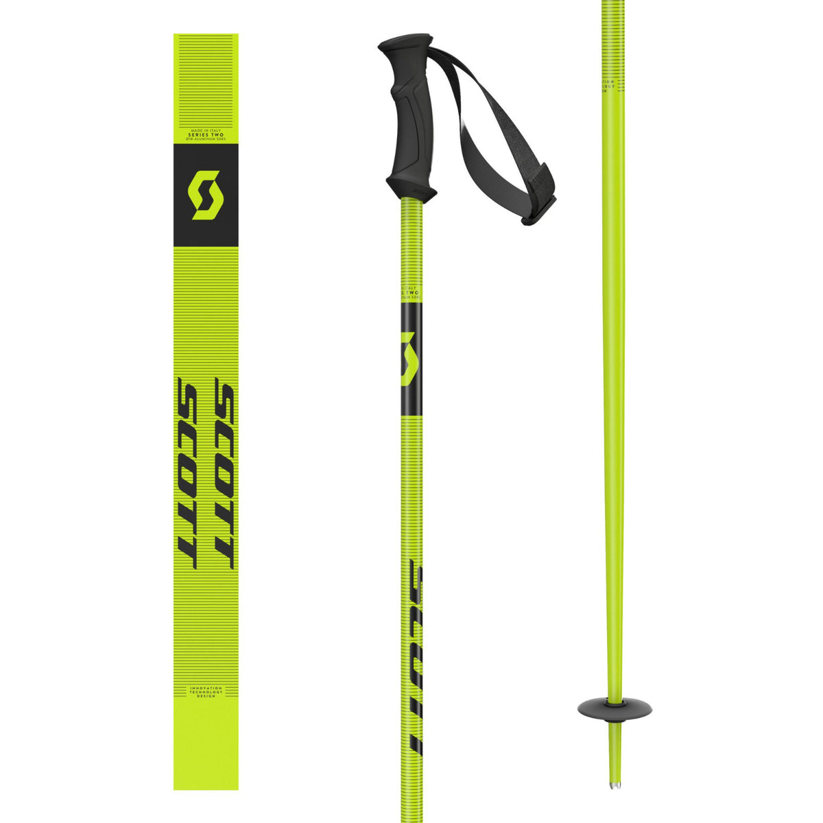 Alpine Ski Poles Neon Yellow 44-52 Inch Lightweight Aluminum Skiing Equipment