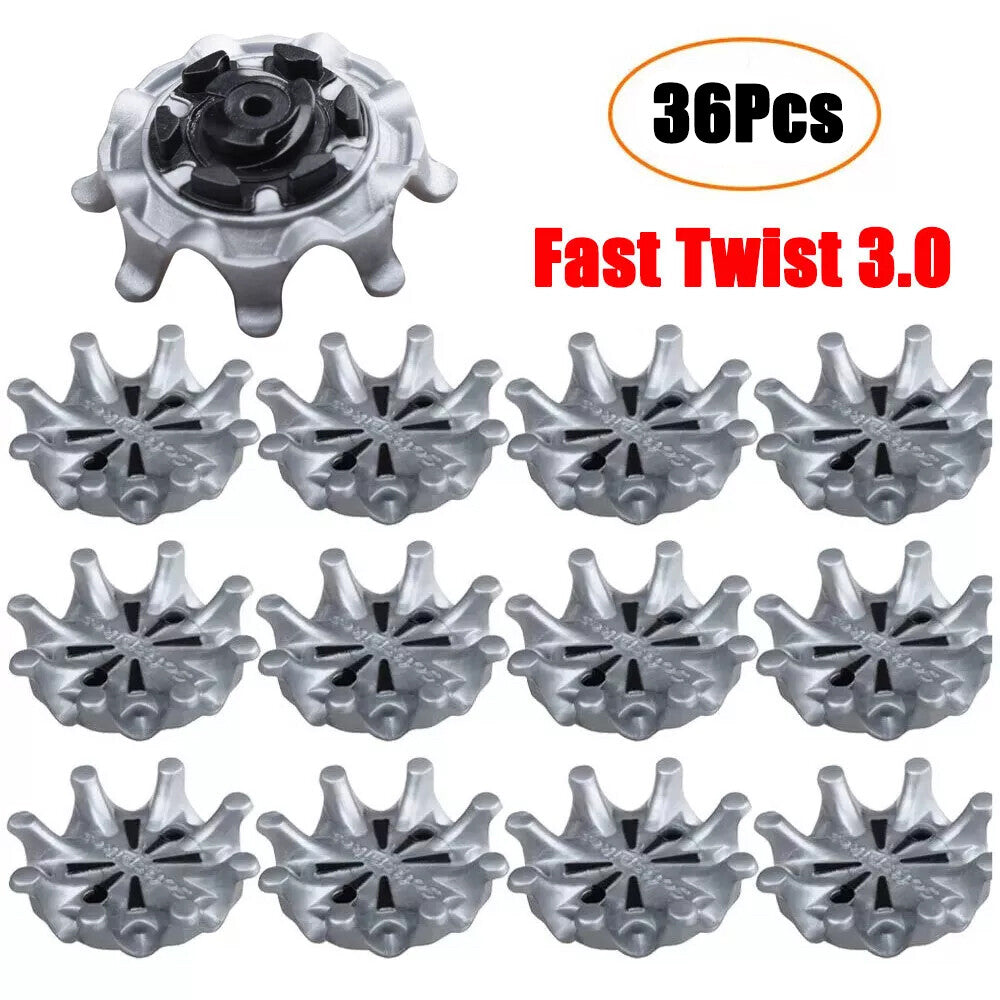 36Pcs Golf Shoe Spikes Replacement Studs Tri-Lok Fast Twist 3.0 Black Gray