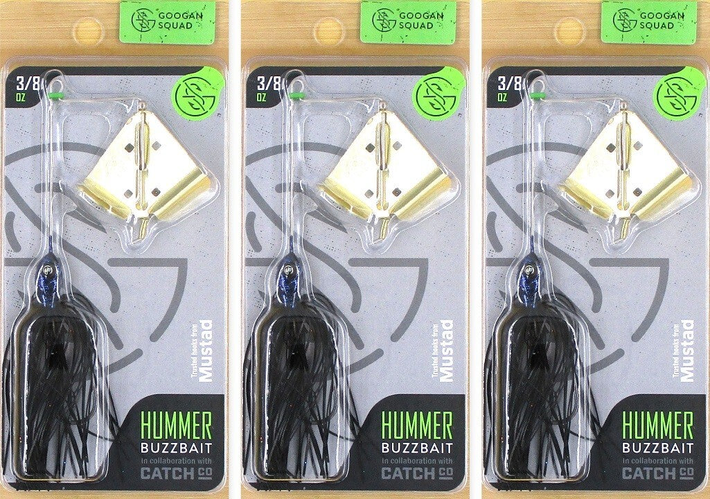 Fishing Buzzbait Lure Set - 3/8 Oz Black Blue Flake Baits for Freshwater Bass