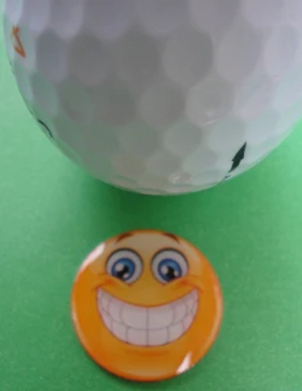Golf Ball Marker with Smiley Face - Happy Golf Accessory, 1 Inch