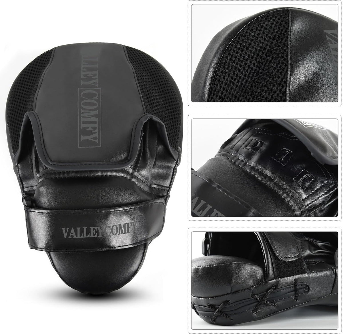 Boxing Punching Mitts - Leather Kickboxing Pads for Training, Muay Thai, MMA
