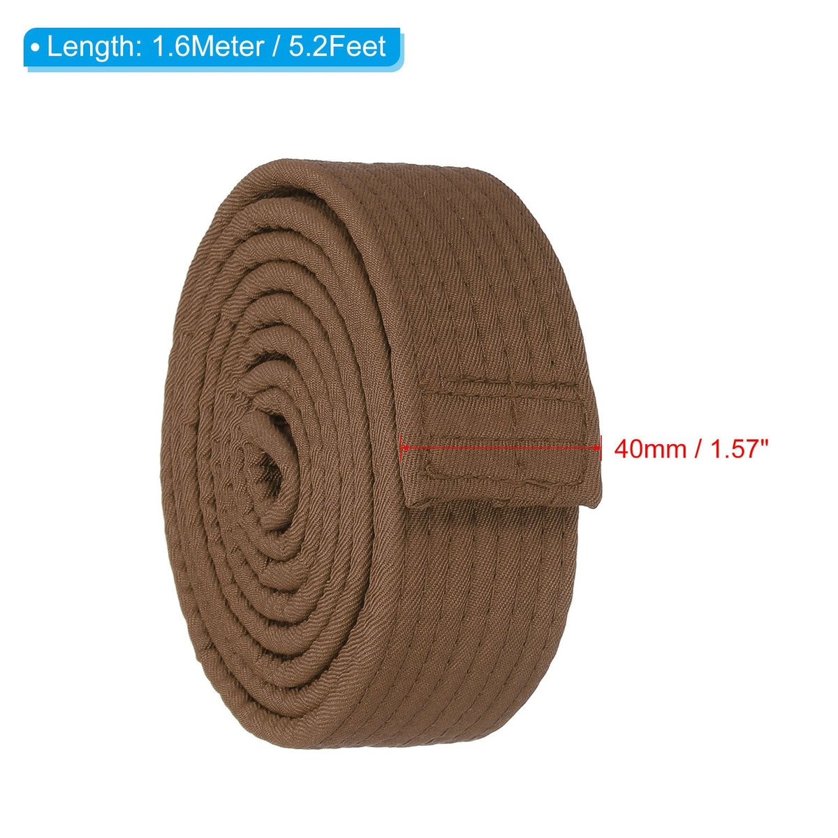 Martial Arts Belt for Judo Training - Brown Polyester Rank Belt 1.6m