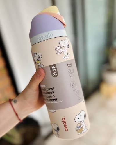 Pink Snoopy 32oz Stainless Steel Water Bottle Leakproof Insulated Flip Lock