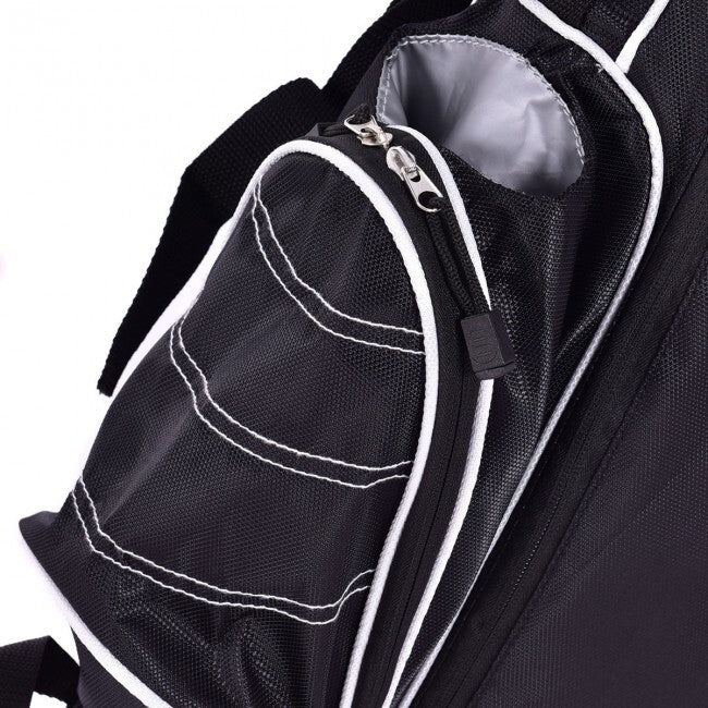 Golf Stand Cart Bag with 4-Way Divider & Multiple Pockets - Lightweight Black
