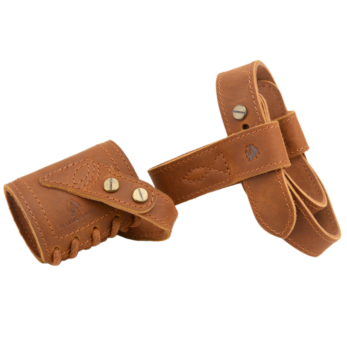Full Leather Rifle No-Drill Harnessed Buttstock Mount with Sling Loop