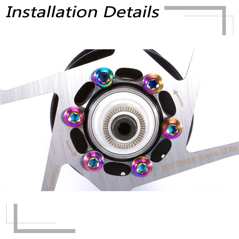MTB Bike Floating Disc Brake Rotor Bolts Set - T25 Torx, Rainbow Finish, M5x10mm - 12 Pieces