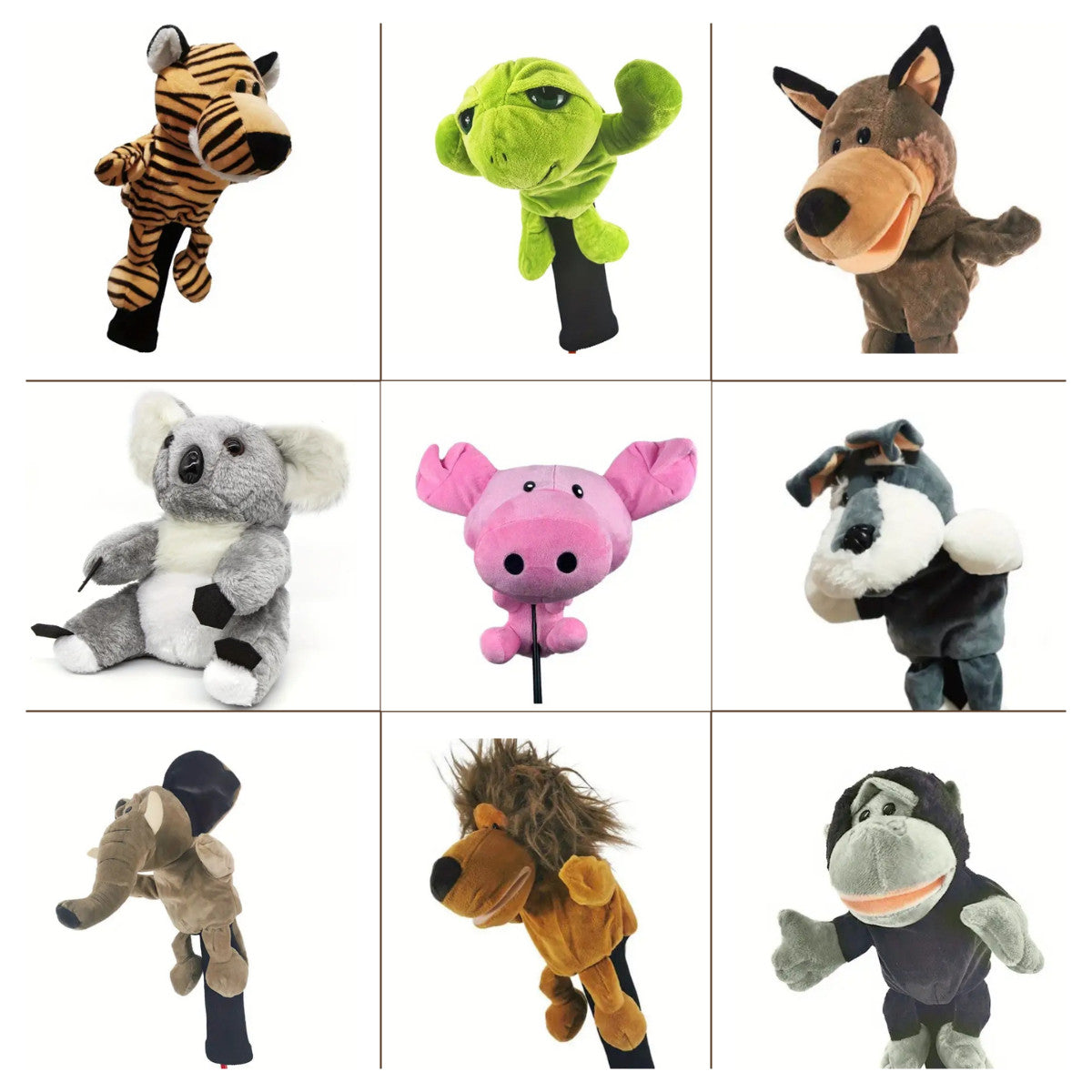 Golf Club Head Cover Soft Animal Plush Driver Sleeve - Multiple Models