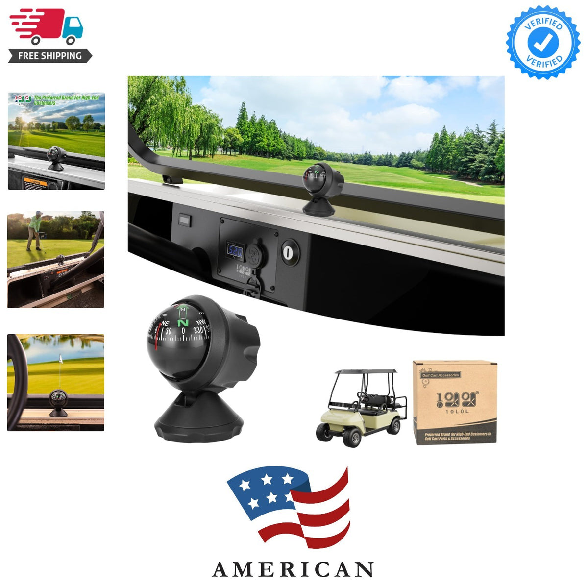 Adjustable Golf Cart Compass Dash Mount Navigation Direction Indicator