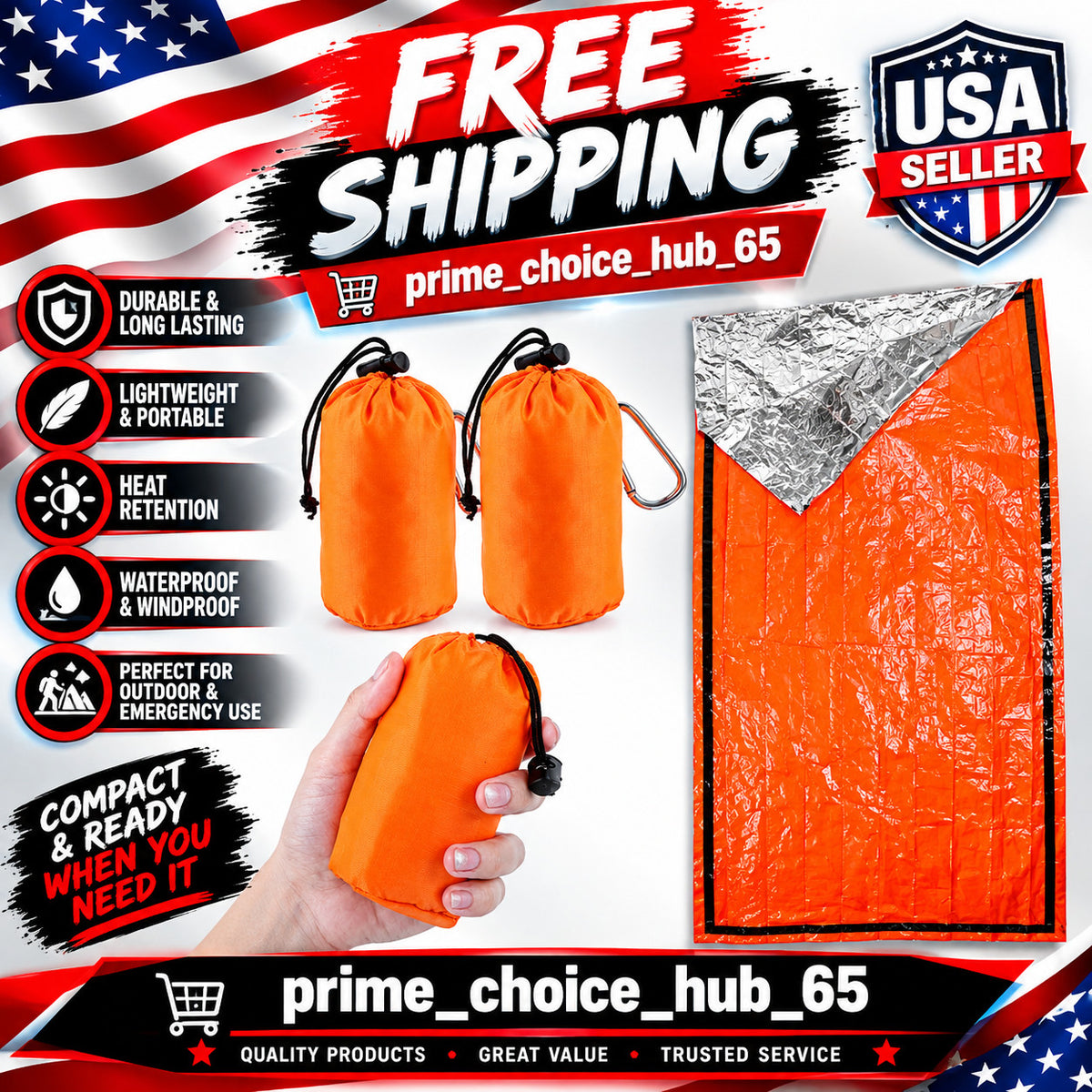 Emergency Sleeping Bag Waterproof Thermal Bivy Sack 84x36 Inches