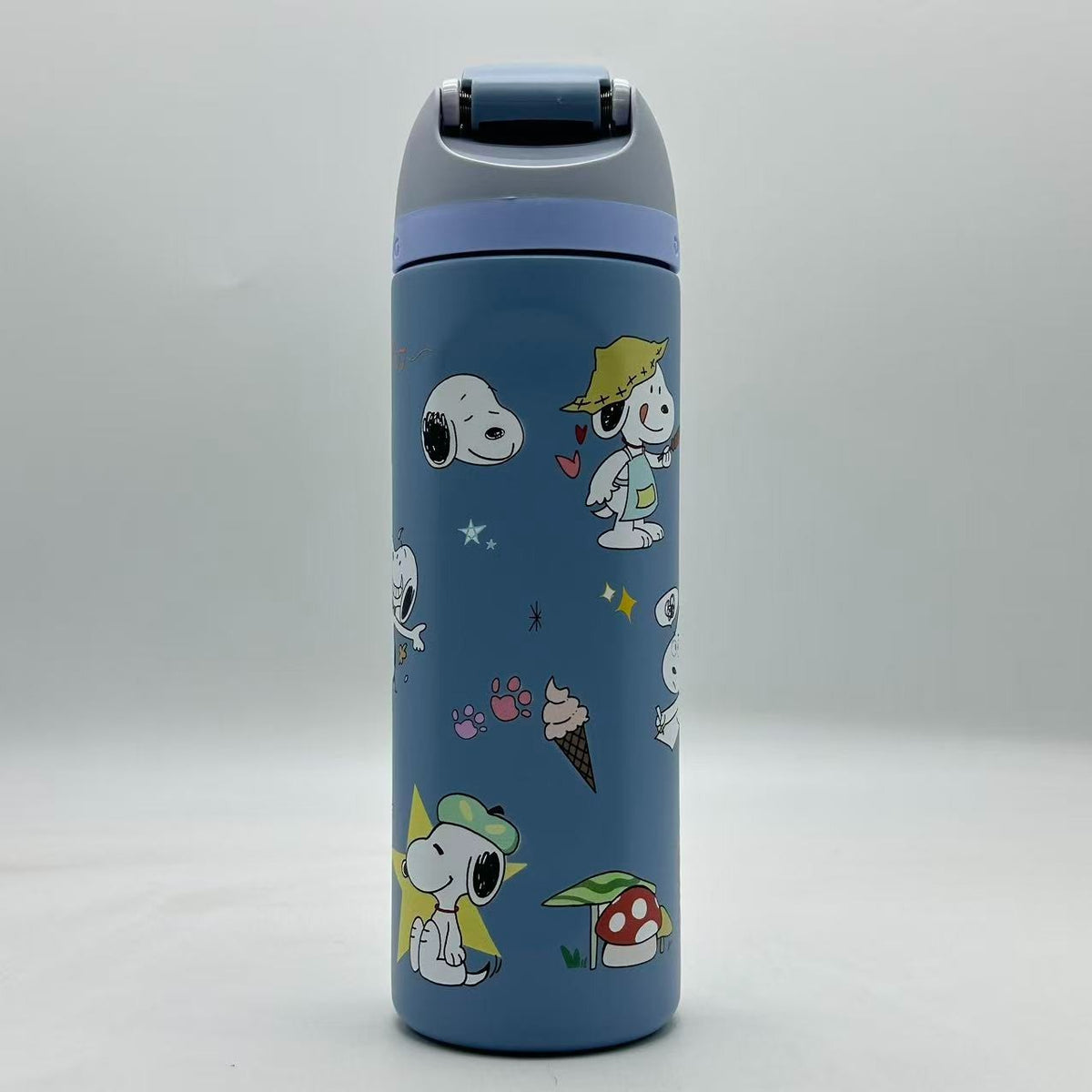 24oz Stainless Steel Water Bottle with Snoopy Theme - FreeSip Flip Lock
