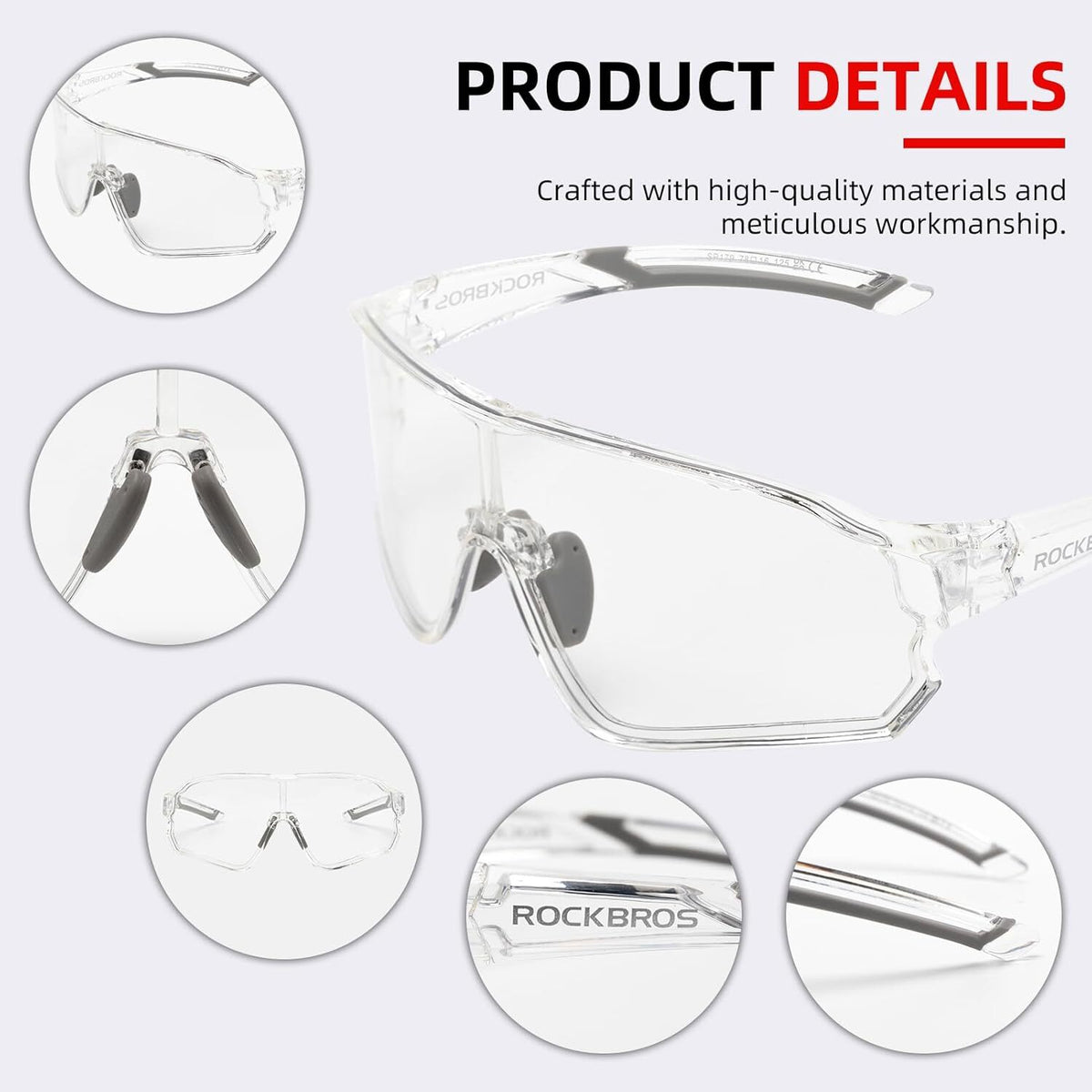 Photochromic Cycling Sunglasses UV400 Lightweight Rimless Bike Glasses