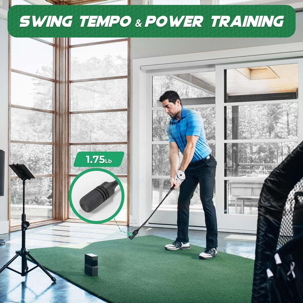 Golf Swing Trainer - Weighted Tempo Practice Aid with Sound Feedback