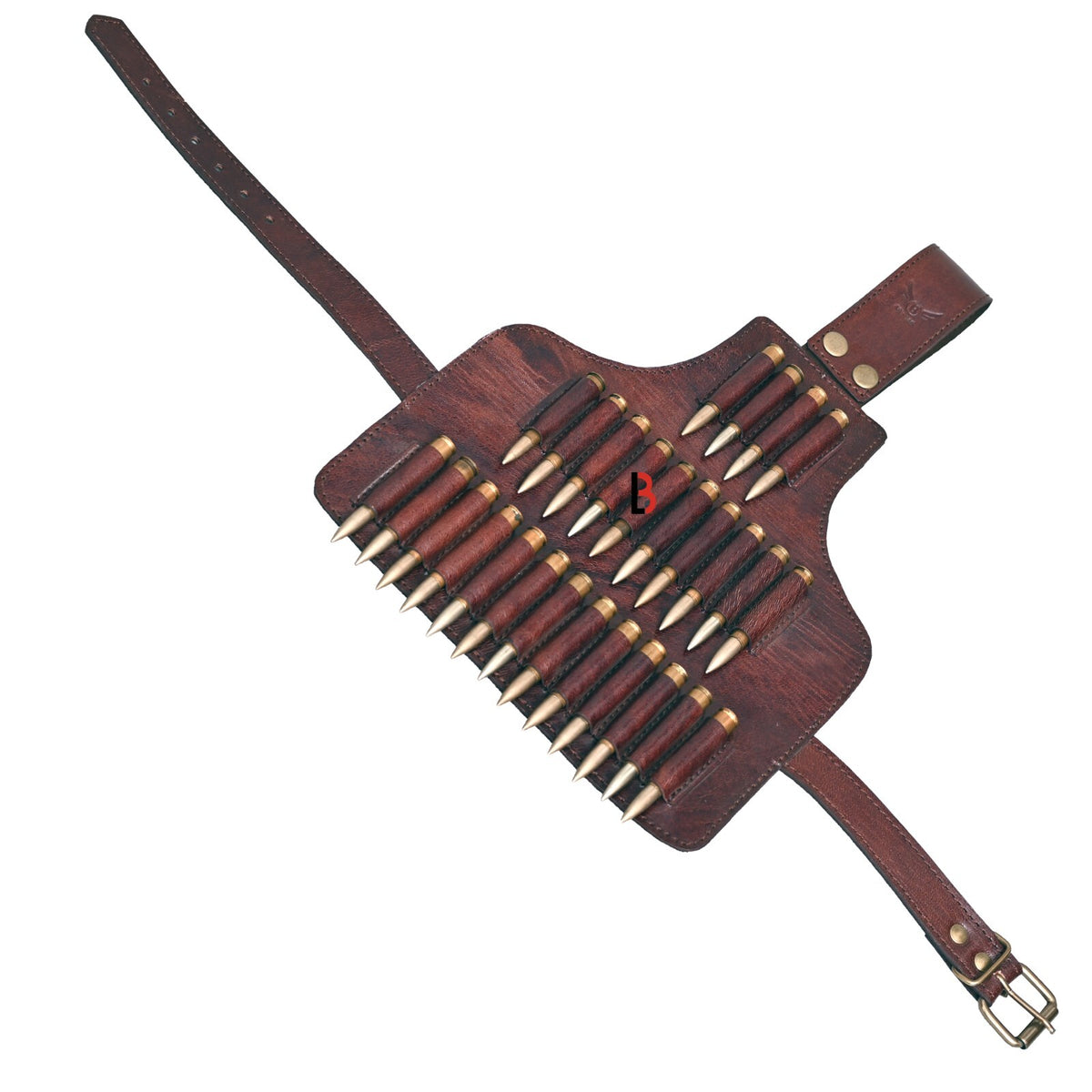 Cowhide Leather Rifle Shell Cartridge Belt for Hunting - Adjustable & Durable