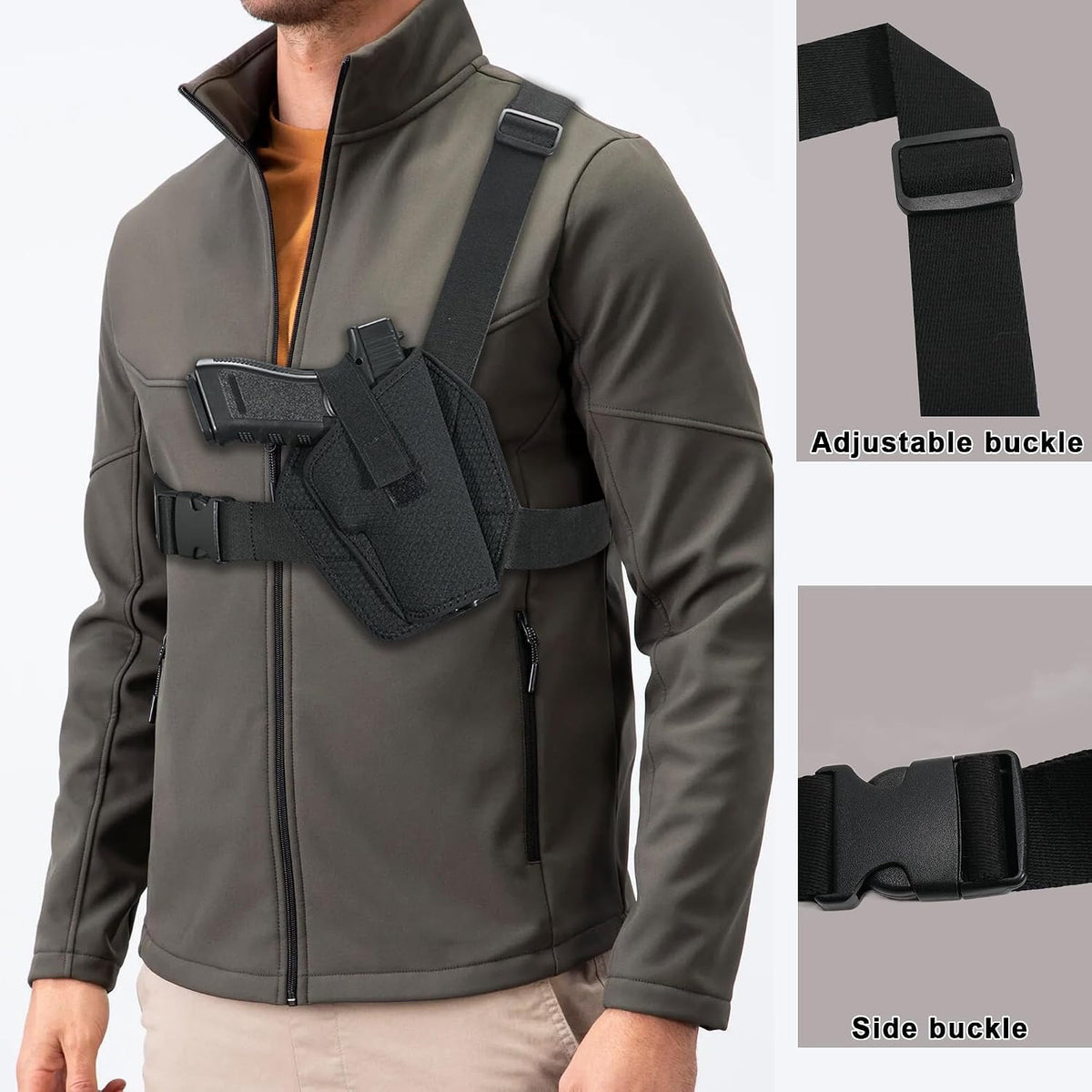 Universal Chest Holster for Pistols - Adjustable Shoulder Carry for Outdoors