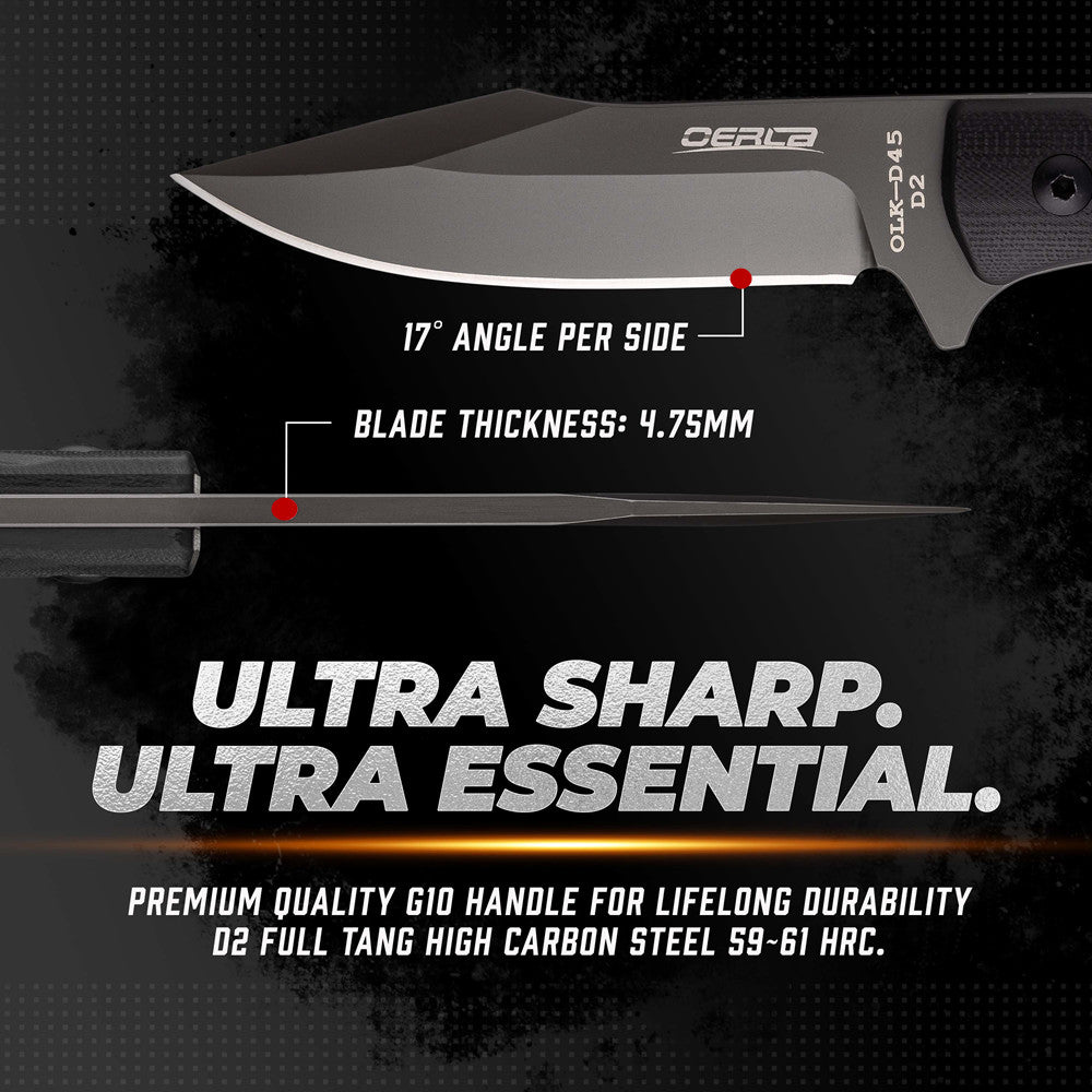 Outdoor Fixed Blade Camping Knife with G10 Handle and D2 Steel Blade