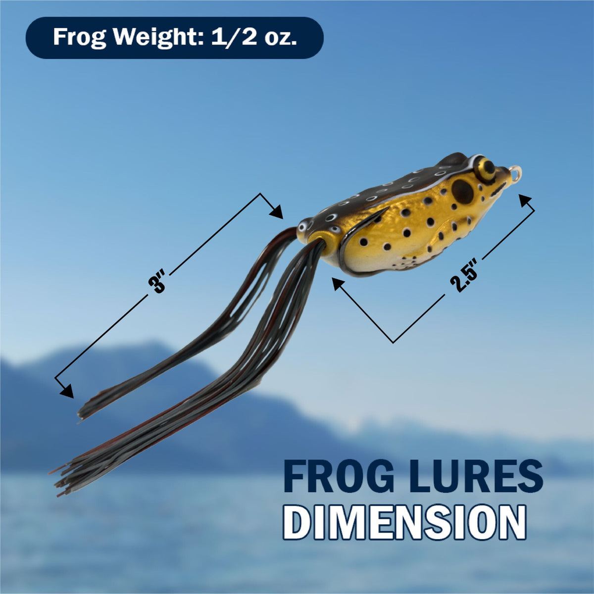Topwater Bass Fishing Frogs 2.5 Inch 2 Pack - Weedless Hollow Body Lures