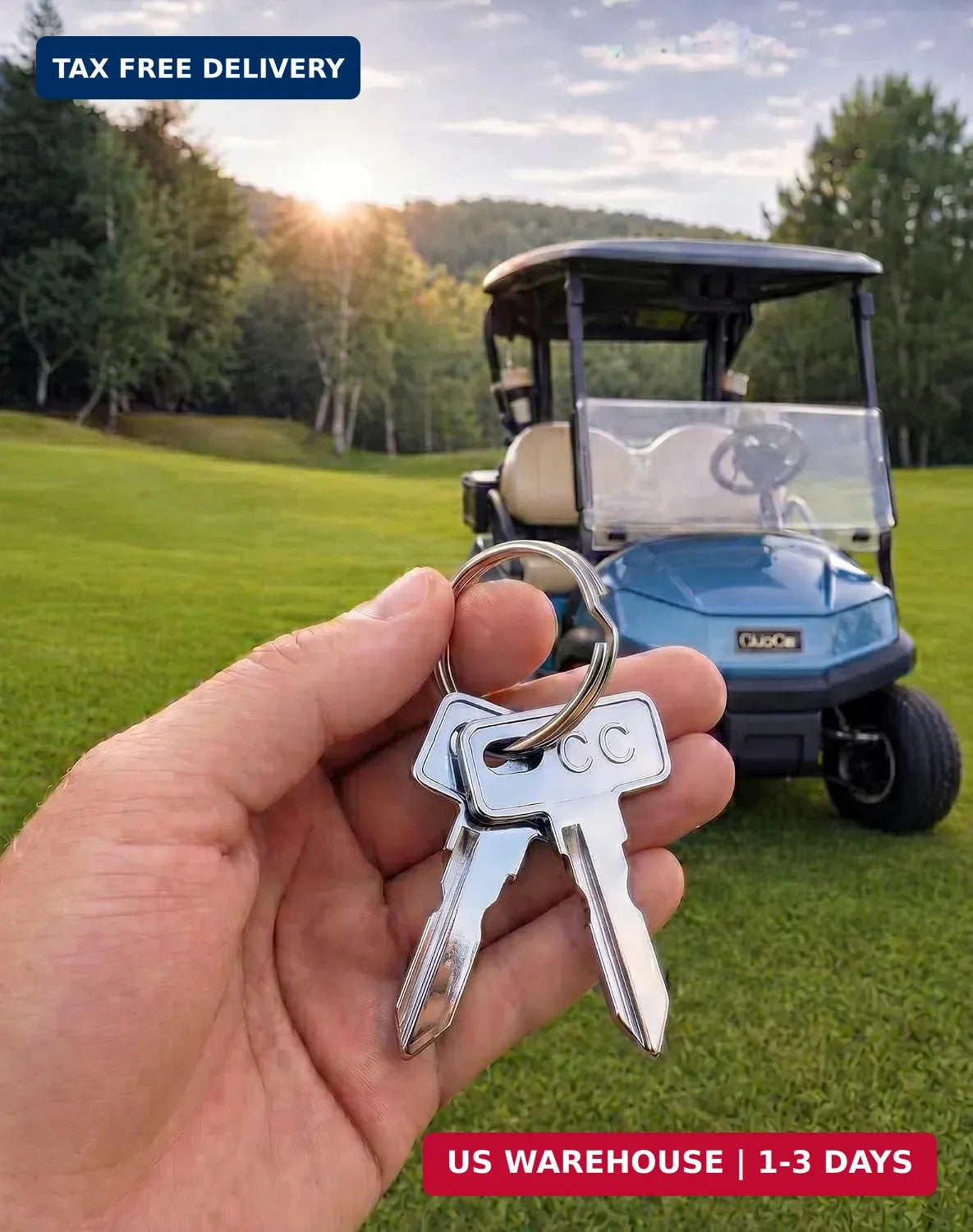 Golf Cart Ignition Keys Set with Keychain - Compatible with Club Car DS & Precedent
