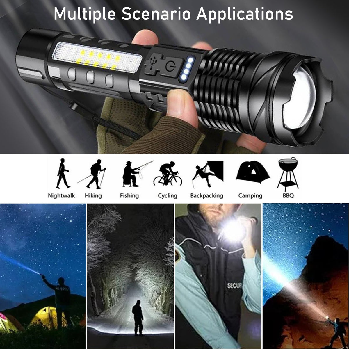 95000000LM High Power Rechargeable Tactical LED Flashlight Zoomable & Waterproof