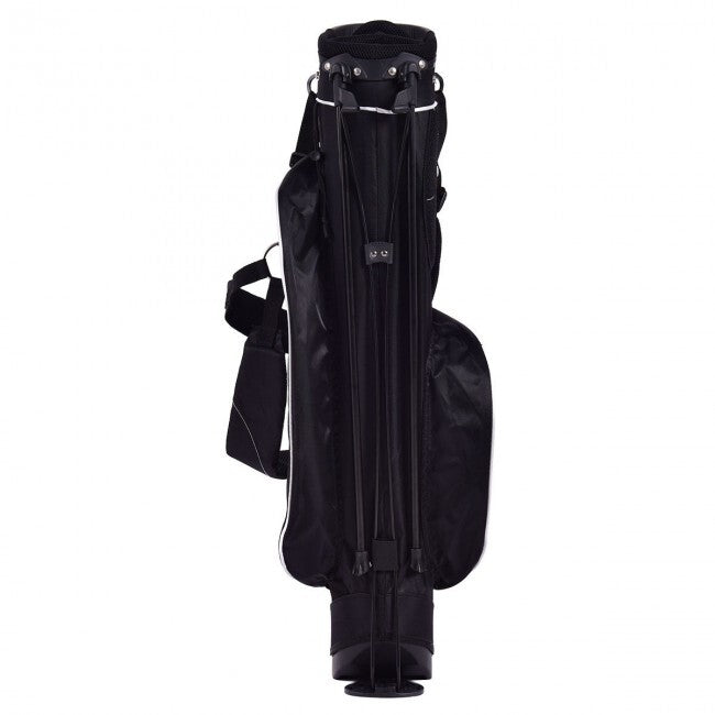 Golf Stand Cart Bag with 4-Way Divider & Multiple Pockets - Lightweight Black