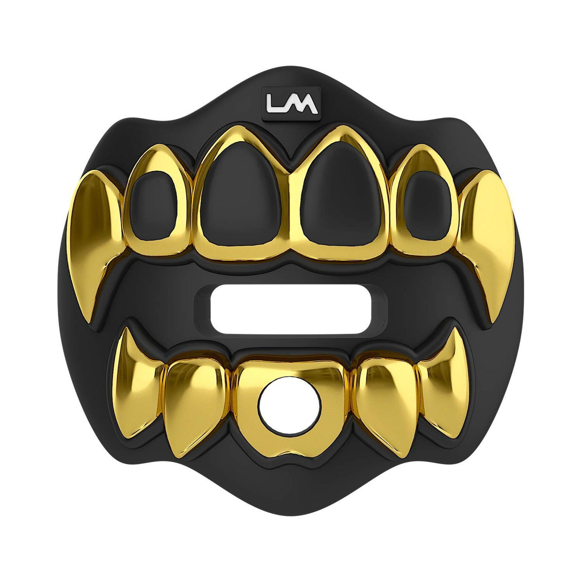 3D Chrome Grillz Football Mouth Guard - Black & Gold Sports Mouthpiece
