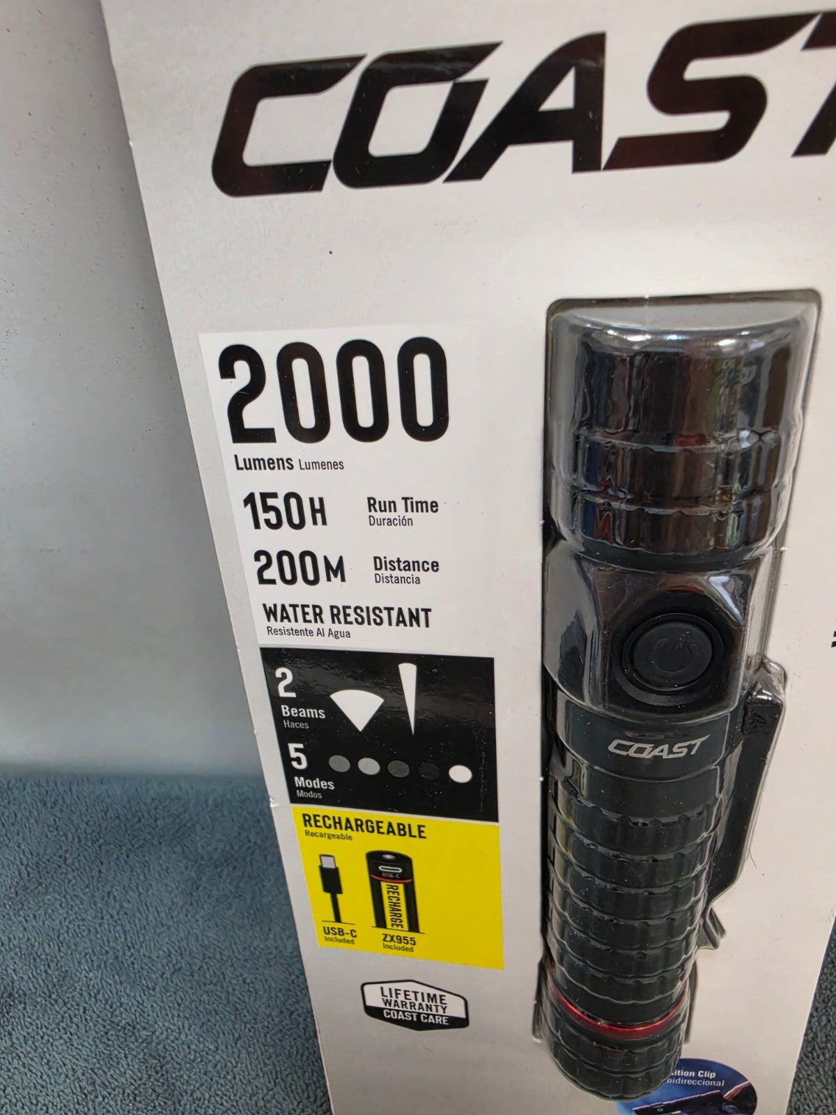 Rechargeable LED Flashlight 2000 Lumens Waterproof Aluminum Portable Torch