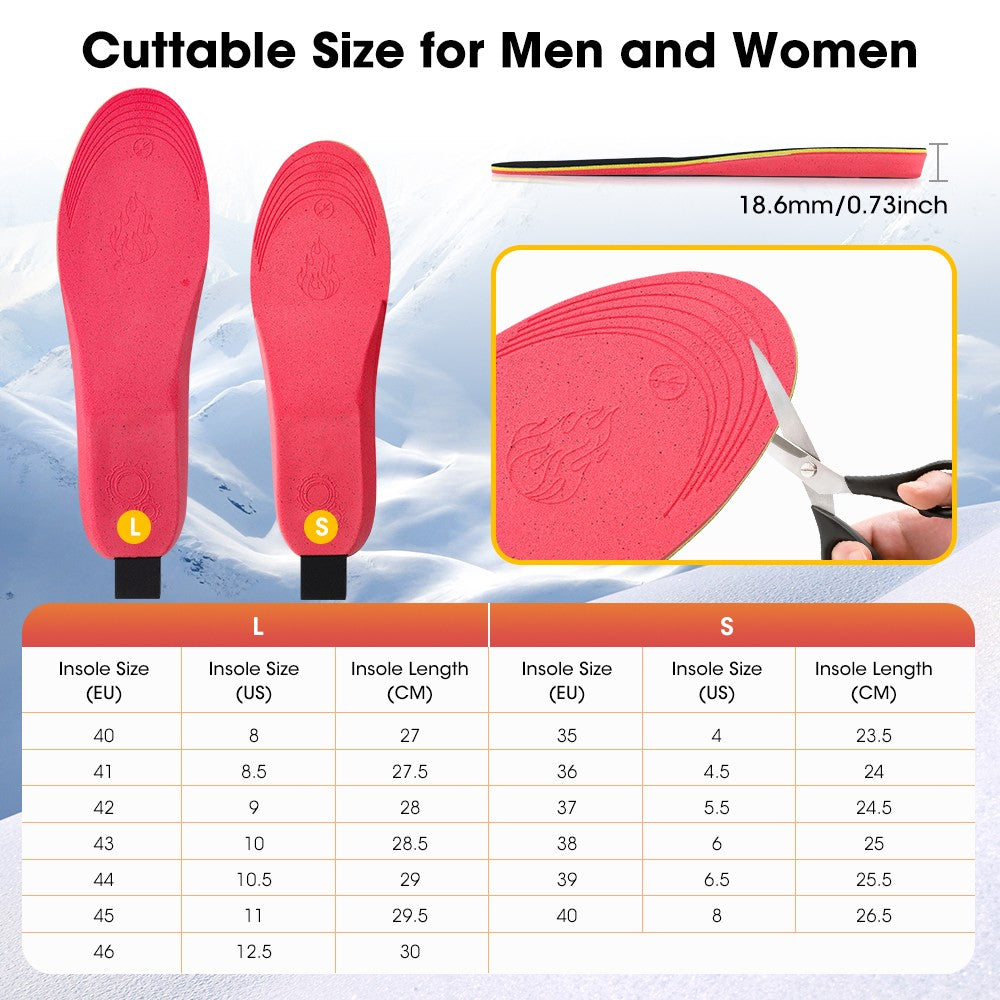 USB Rechargeable Heated Insoles for Men and Women Foot Warmer with App Control