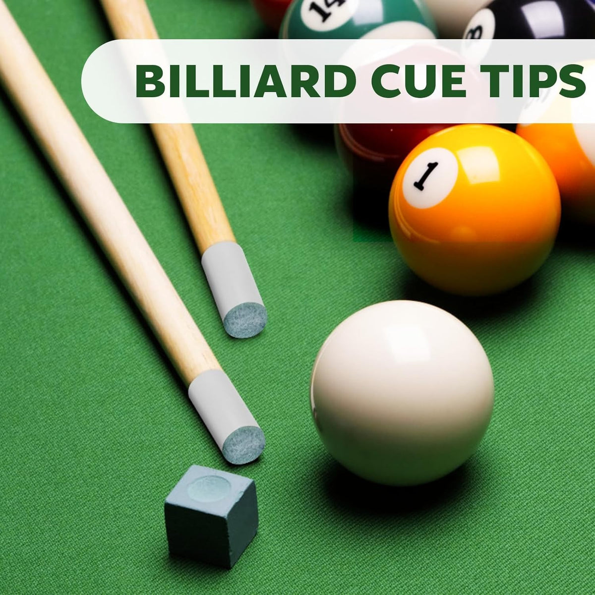 4 Sizes Pool Cue Tips Replacement Kit – 40 Pcs B Layer Leather Tips (9/10/12/13 mm) for Ques