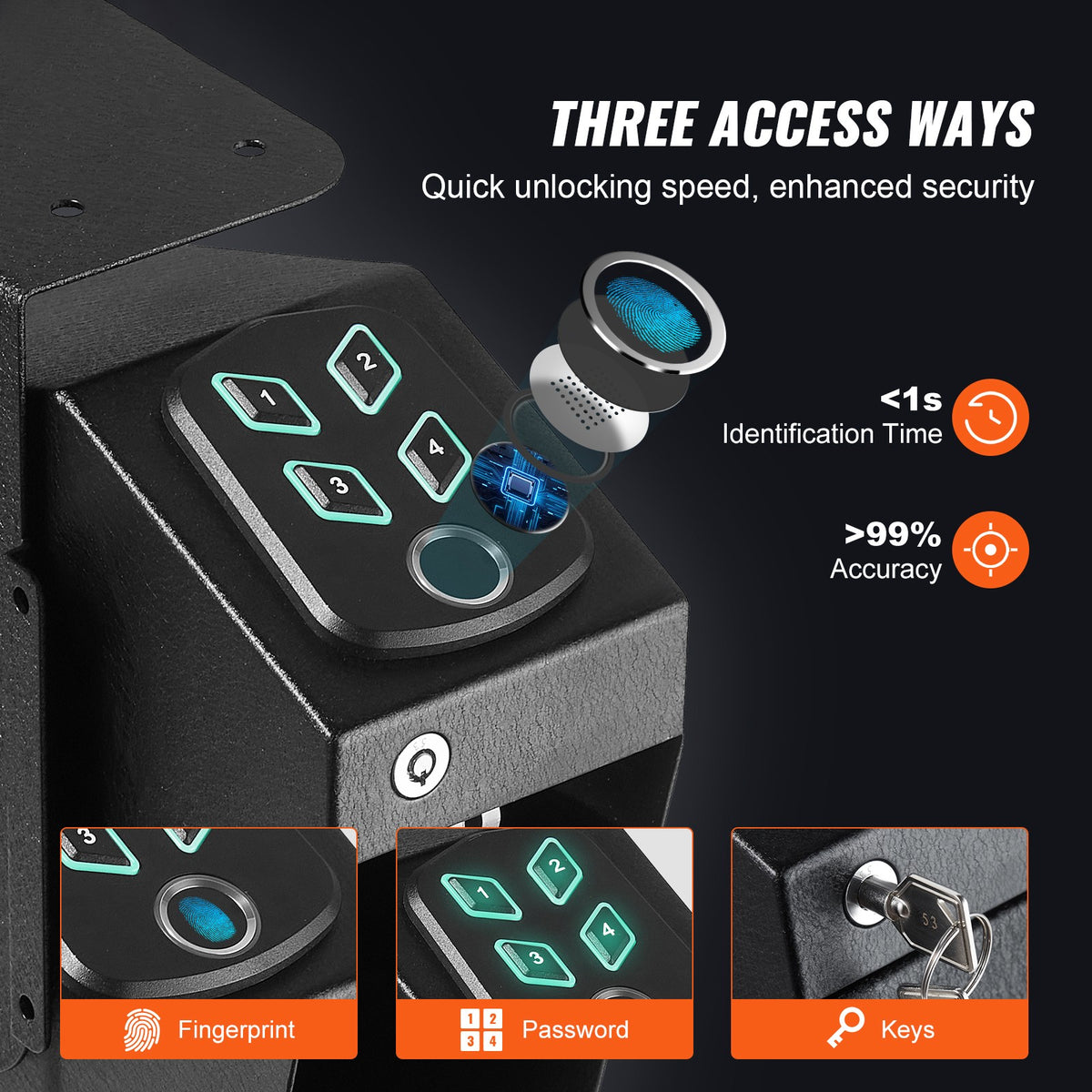Biometric Gun Safe for Pistols with Key and Password Access — Secure & Quick Locking