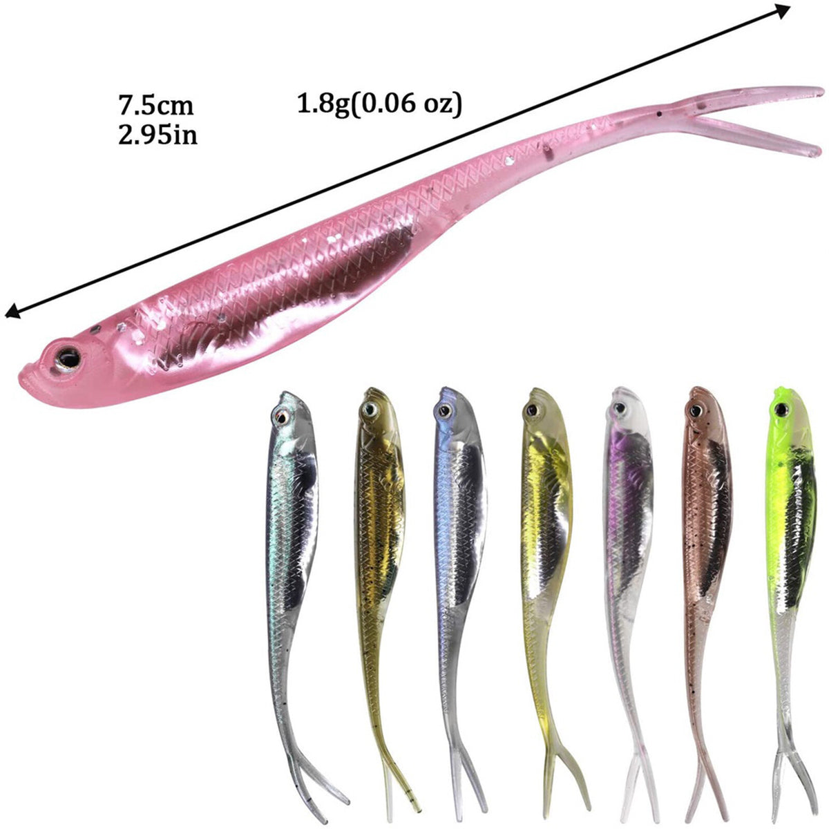 6Pcs Soft Swimbait Fishing Lures - Realistic Jerk Shad Minnow Drop Shot Baits