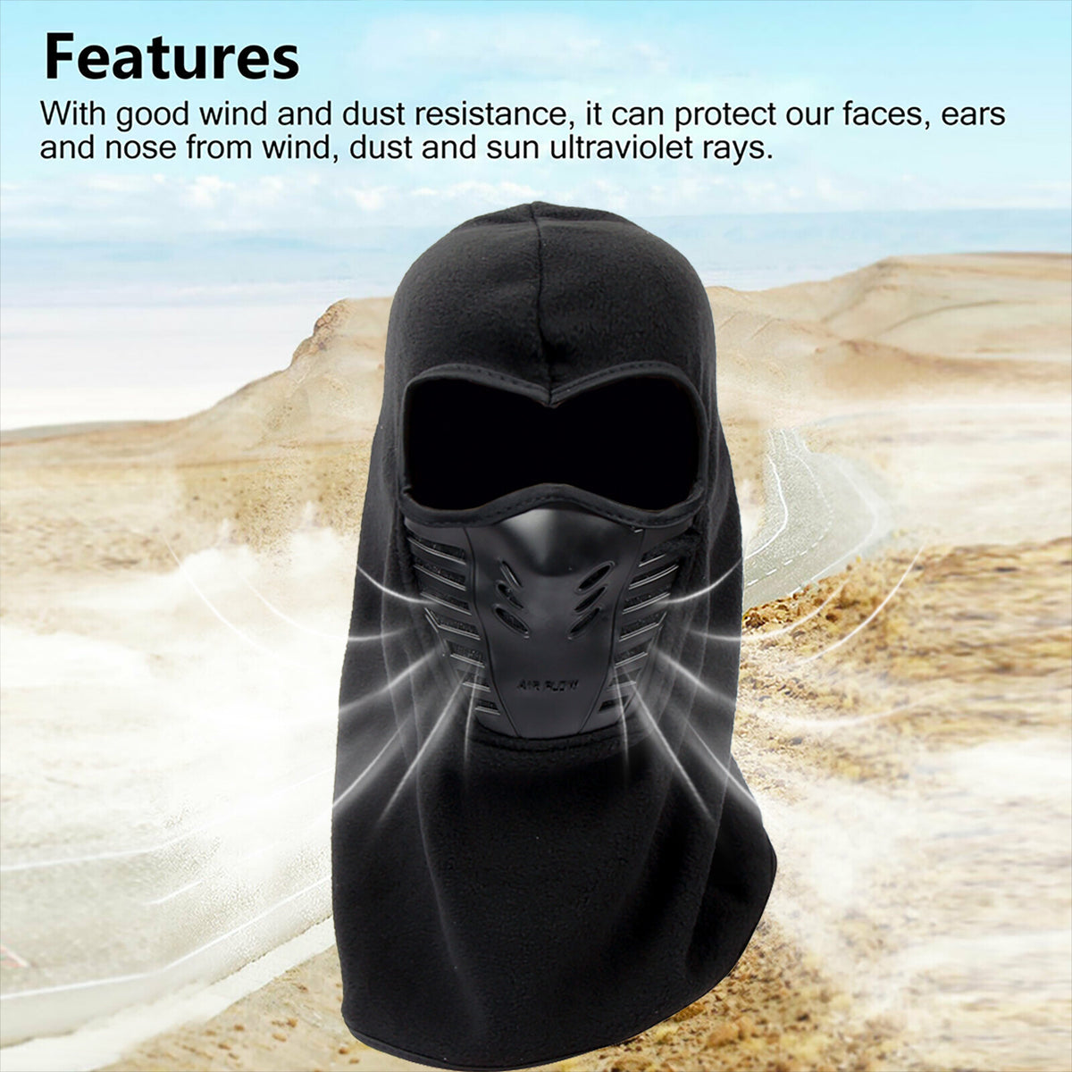 Full Face Ski Mask Balaclava Windproof Fleece Neck Warmer for Cold Weather