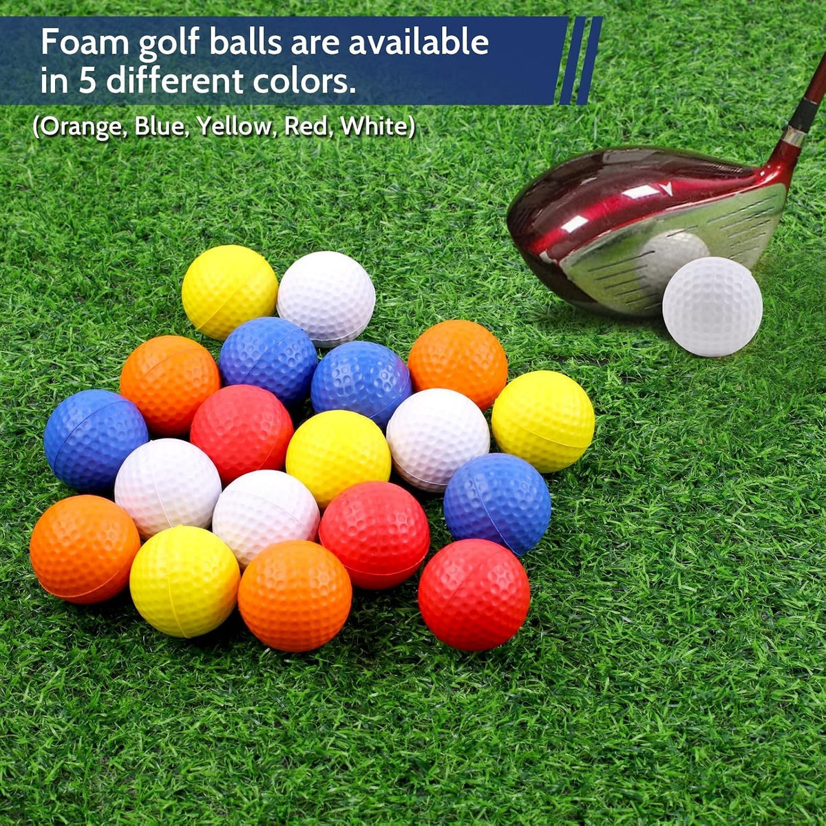 Foam Golf Balls 20 Pack - Practice Balls for Indoor & Outdoor Golf, 41mm