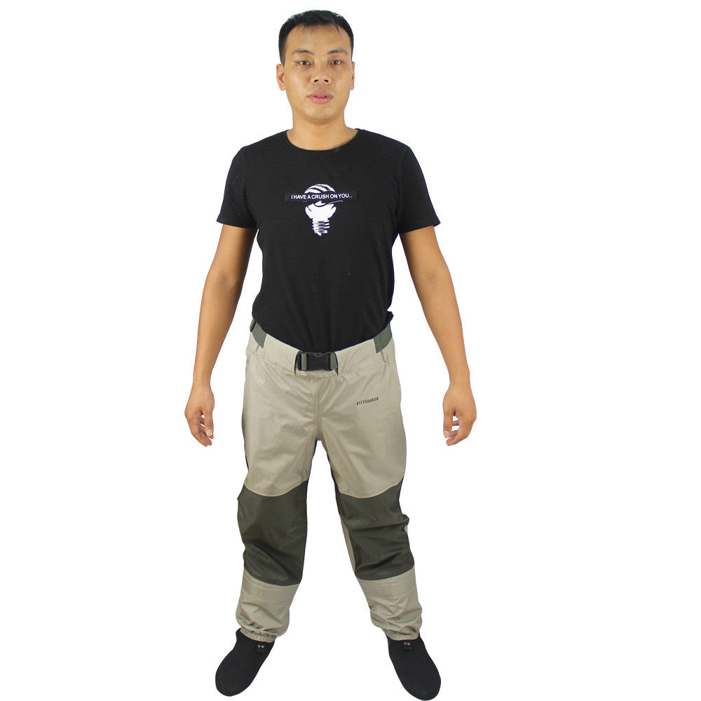Breathable Waterproof Fly Fishing Waders Pants - Adjustable, Reinforced Knees