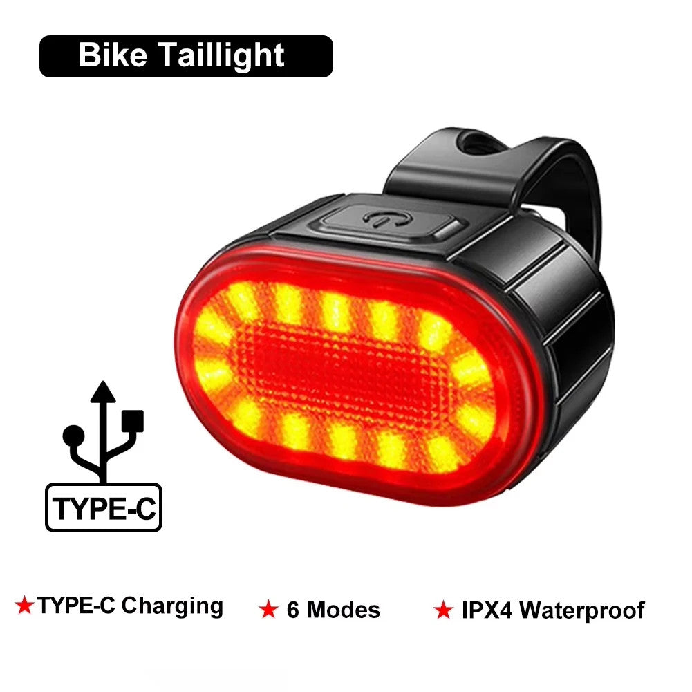 USB Rechargeable Waterproof Bicycle Lights Set - Front & Rear Safety Lamp
