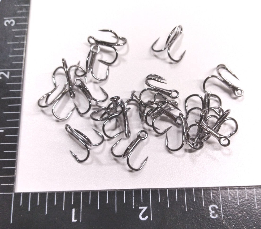 25 Pack Treble Hooks - Sharp Black Nickel Fishing Hooks for Catching Fish