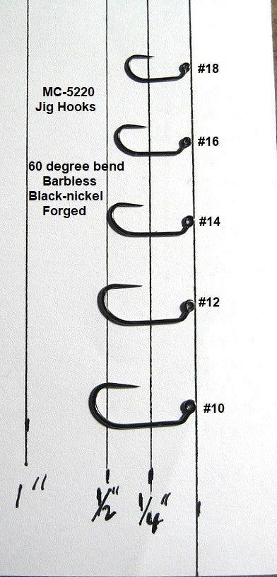 Barbless Black-Nickel Jig Hooks - Multiple Sizes for Fly Tying, Fishing
