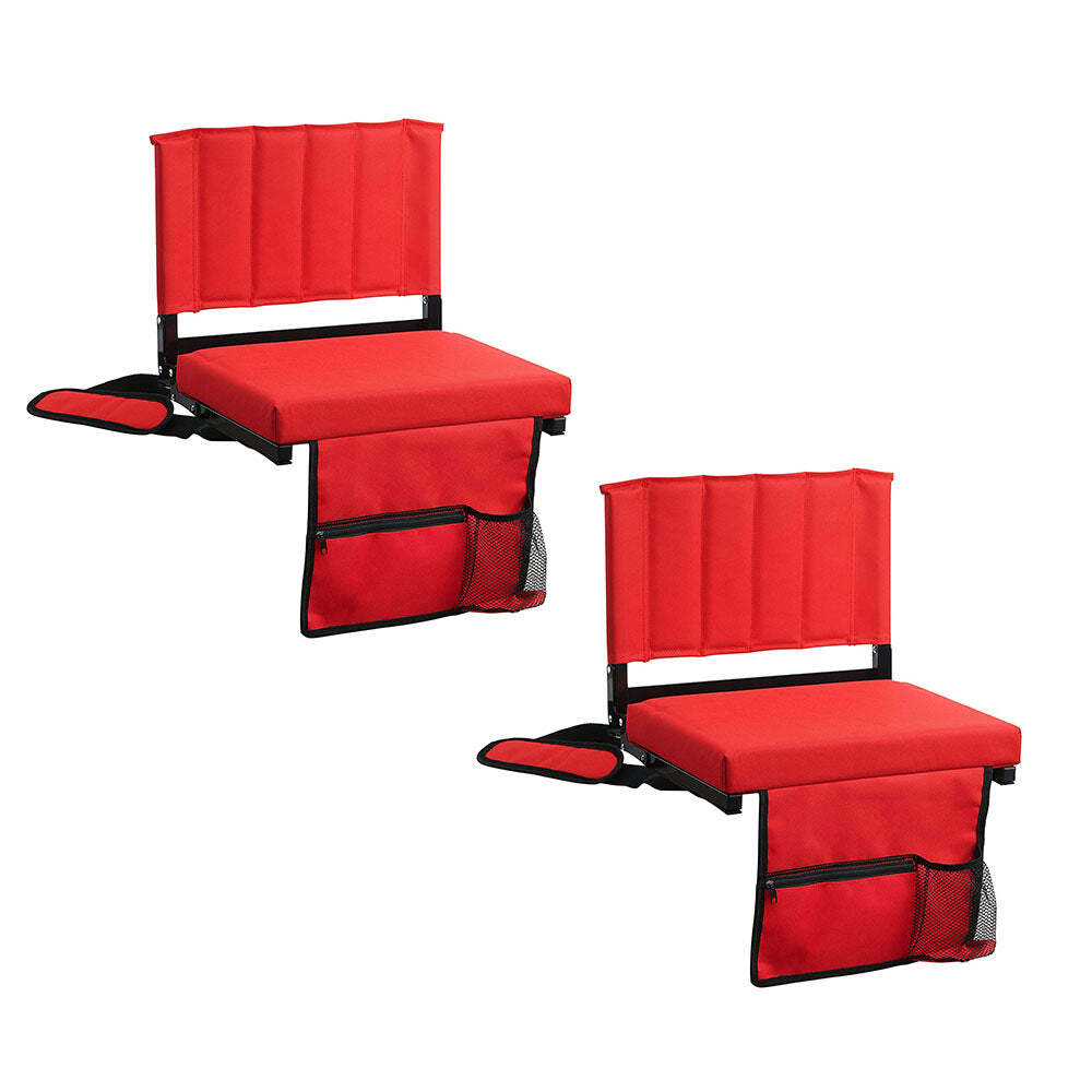 Padded Stadium Seat with Back Support, Cup Holder, Shoulder Strap