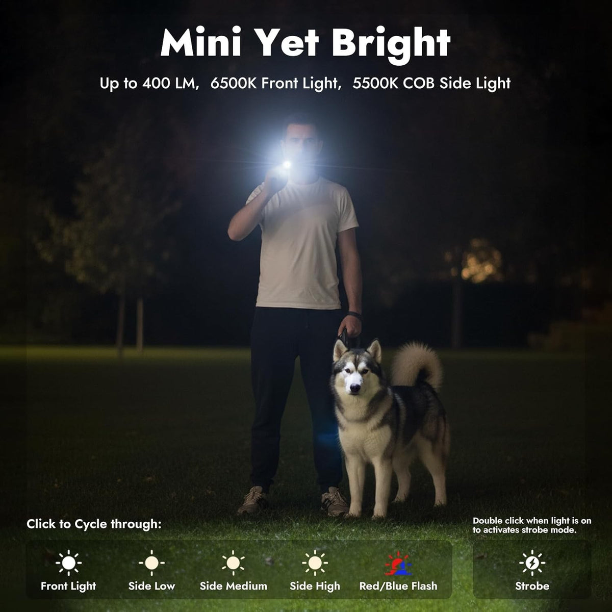 LED Flashlight, Portable 400 Lumens Multi-Mode Pocket Torch Black