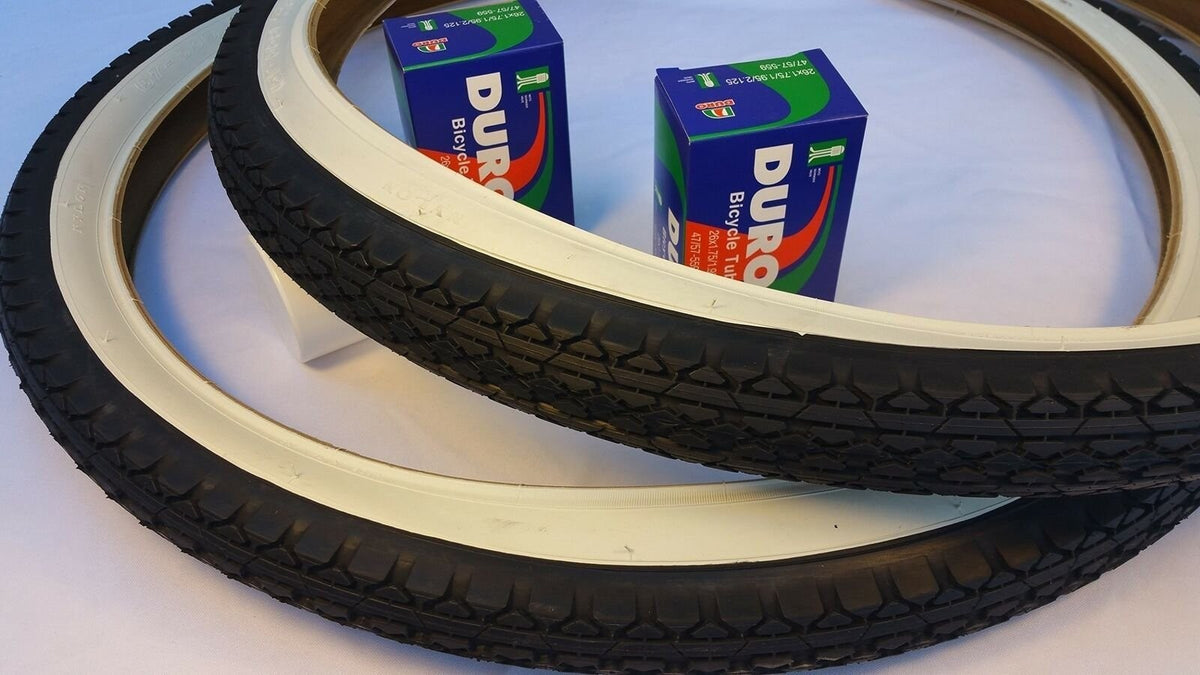 2 Pack White Wall Bicycle Tires 26x2.125 with Inner Tubes - Beach Cruiser